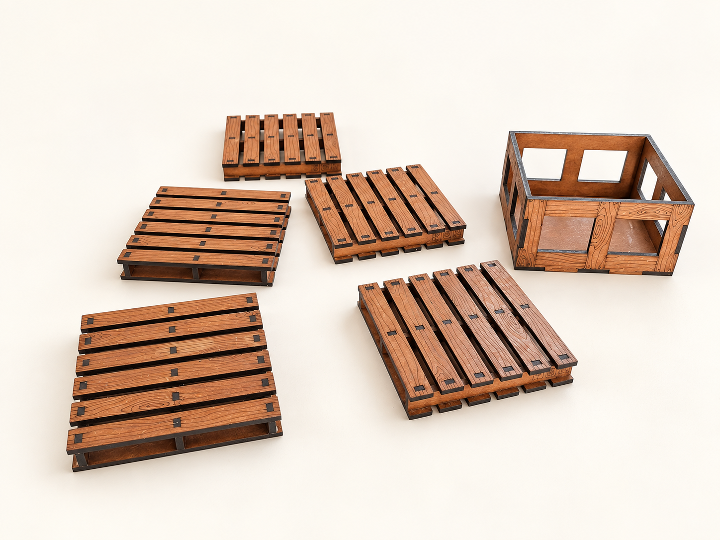 Set de 5 posavasos pallet con caja, foto 1 de 4